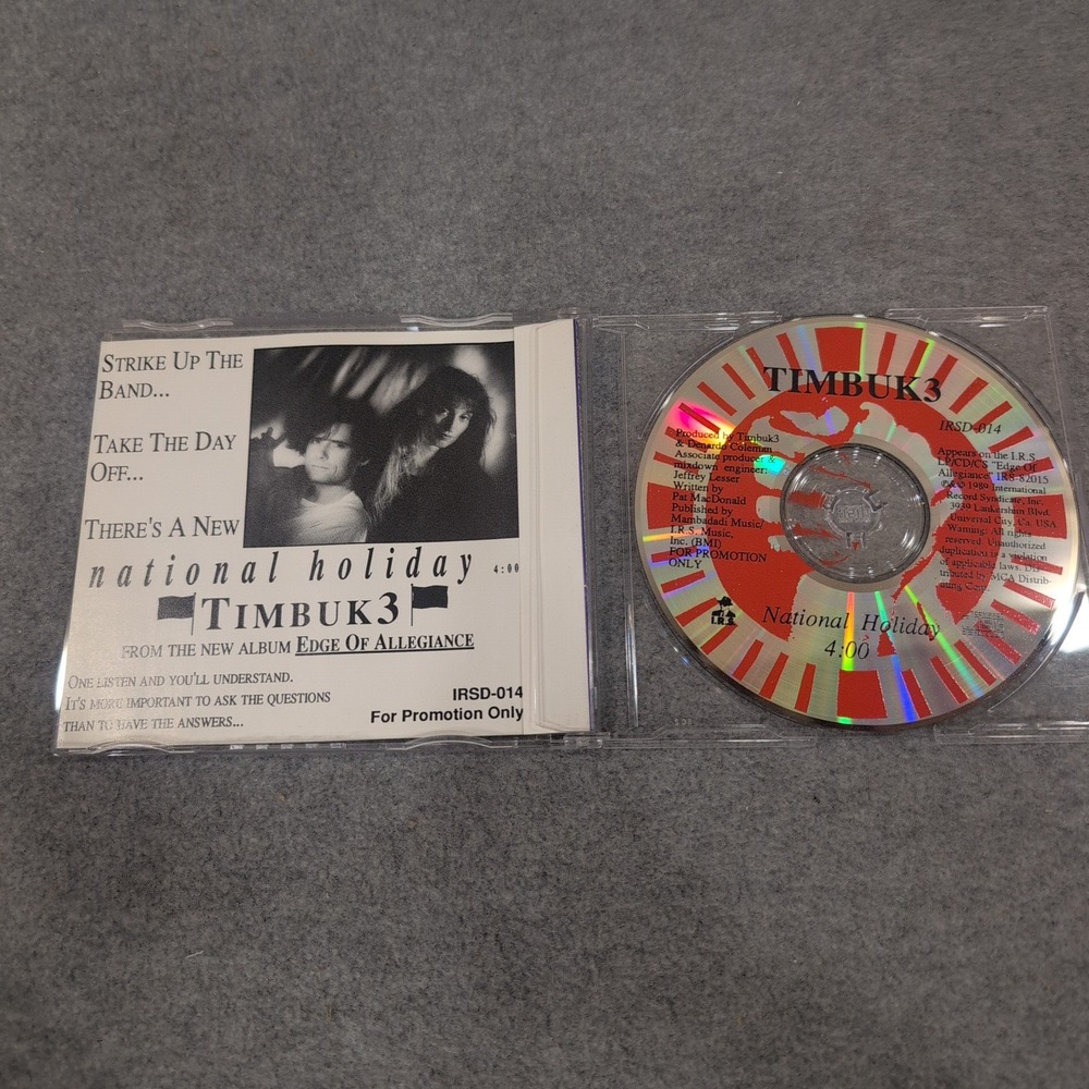 Timbuk3 National Holiday Promotional CD Single IRSD-014 IRS Records 1989 - Picture 3 of 3